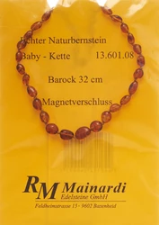 R. Mainardi Edelsteine Natur Bernstein 32cm Barock Magnetverschluss