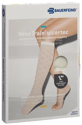 BAUERFEIND VenoTrain Ulcertec Unterstrumpf Moderate AD L normal/long geschlossene Fussspitze weiss