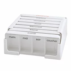 Sahag Medi-7 Medikamentendosierer 7 Tage 4 Fächer pro Tag weiss französisch
