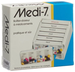 Sahag Medi-7 Medikamentendosierer 7 Tage 4 Fächer pro Tag weiss französisch