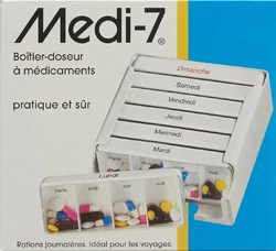 Sahag Medi-7 Medikamentendosierer 7 Tage 4 Fächer pro Tag weiss französisch
