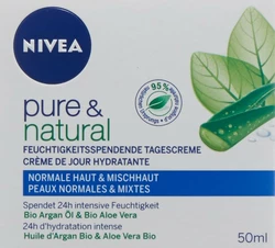 NIVEA Pure&Natural Feuchtigkeitsspendende Tagescreme Tagescreme