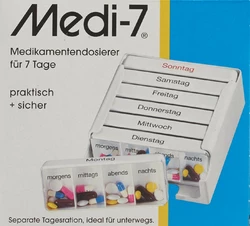Sahag Medi-7 Medikamentendosierer 7 Tage 4 Fächer pro Tag weiss deutsch