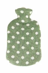 Sänger Wärmflasche 2l Strickbezug grün Punkte