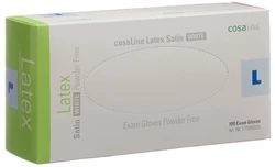 cosaLine Untersuchungshandschuhe L Latex Satin weiss puderfrei