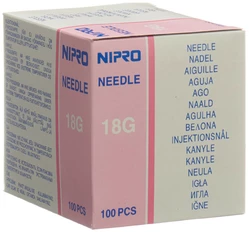 Nipro aiguilles 1.2x38mm 18Gx1 1/2" rose