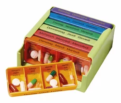 Medi-7 pilulier semainier jours allemand/français/italien colore