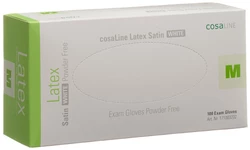 cosaLine Untersuchungshandschuhe M Latex Satin weiss puderfrei