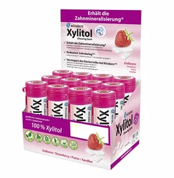 Miradent Xylitol Kaugummi for Kids Erdbeere Display 12 Dosen à 30 Stück