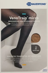 BAUERFEIND VenoTrain Micro KKL2 AT L plus/long geschlossene Fussspitze caramel