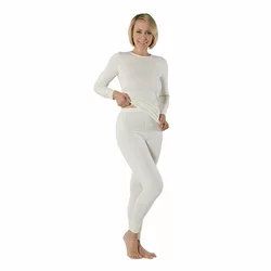 Eusana Damen Langarm Leibchen mit Rundausschnitt S ivoire