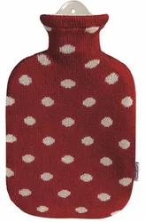 Sänger Wärmflasche 2l Strickbezug rot Punkte