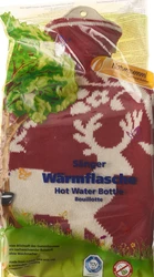 Sänger Wärmflasche 2l Strickbezug rot Hirsch
