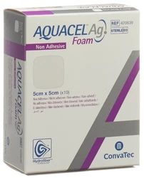 AQUACEL Ag Foam Schaumverband nicht-adhäsiv 5x5cm