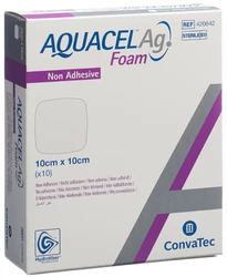 AQUACEL Ag Foam Schaumverband nicht-adhäsiv 10x10cm