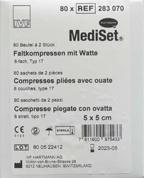 MediSet Faltkompressen aus Watte 5x5cm 8 fach steril