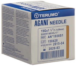 Terumo Agani aiguille à usage unique 19G 1.1x38mm ivoire biseau court
