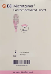 BD Microtainer kontaktaktivierte Lanzetten für die Kapillarblutentnahme 21Gx1.8mm pink