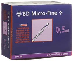BD Micro-Fine+ U100 Insulin Spritze 8mmx0.3mm