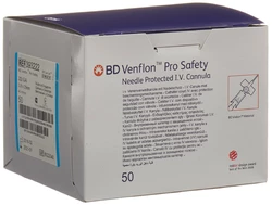BD Venflon Pro Safety Sicherheitsvenenverweilkatheter mit Zuspritzventil 22G 0.9x25mm blau