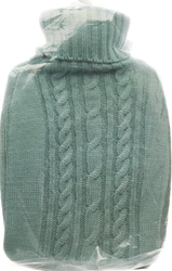 Frosch Wärmflasche PVC 1.8l Strickbezug pastellblau