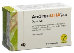 AndreaDHA plus Omega-3 Vitamin D3 + Vitamin K2 Kapsel vegan