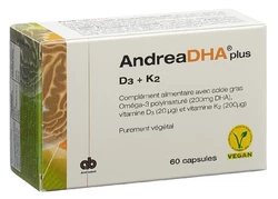 AndreaDHA plus Omega-3 Vitamin D3 + Vitamin K2 Kapsel vegan