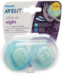 Philips Avent Schnuller Ultra Air Night 0-6M Boy Sterne/Katze