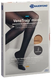 BAUERFEIND VenoTrain Micro KKL2 AG S plus/short offene Fussspitze Mikronoppenhaftband creme
