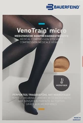 BAUERFEIND VenoTrain Micro KKL2 AG S plus/short offene Fussspitze Mikronoppenhaftband creme