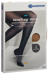 BAUERFEIND VenoTrain Micro KKL2 AG S plus/short geschlossene Fussspitze Mikronoppenhaftband caramel