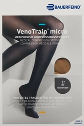 BAUERFEIND VenoTrain Micro KKL2 AG S plus/short geschlossene Fussspitze Mikronoppenhaftband caramel