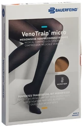 BAUERFEIND VenoTrain Micro KKL2 AG S normal/short offene Fussspitze Mikronoppenhaftband caramel