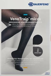 BAUERFEIND VenoTrain Micro KKL2 AG S plus/short geschlossene Fussspitze Mikronoppenhaftband schwarz