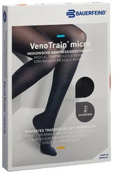 BAUERFEIND VenoTrain Micro KKL2 AG S plus/short geschlossene Fussspitze Mikronoppenhaftband schwarz