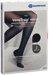 BAUERFEIND VenoTrain Micro KKL2 AG S plus/long geschlossene Fussspitze Mikronoppenhaftband schwarz