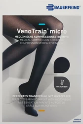 BAUERFEIND VenoTrain Micro KKL2 AG M plus/long geschlossene Fussspitze Mikronoppenhaftband schwarz