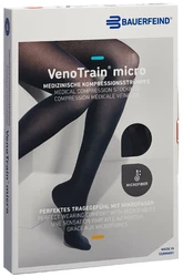 BAUERFEIND VenoTrain Micro KKL2 AG M plus/long geschlossene Fussspitze Mikronoppenhaftband schwarz