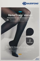BAUERFEIND VenoTrain Micro KKL2 AG S plus/long offene Fussspitze Mikronoppenhaftband schwarz