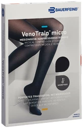 BAUERFEIND VenoTrain Micro KKL2 AG S plus/long offene Fussspitze Mikronoppenhaftband schwarz