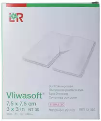 Vliwasoft Schlitzkompressen mit Y-Einschnitt 7.5x7.5cm steril
