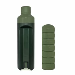 YOS Bottle Wochendispenser 375ml mit 7 Fächern grün