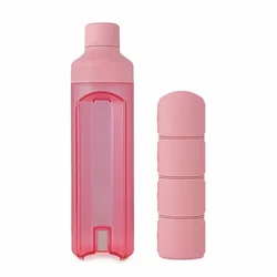 YOS Bottle Tagesdispenser 375ml mit 4 Fächern pink