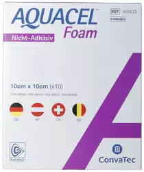 AQUACEL Foam nicht-adhäsiv 10x10cm