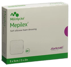 Mepilex Schaumverband Safetac 5x5cm Silikon