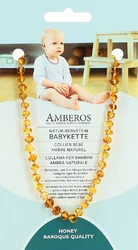 AMBEROS Natur Bernsteinkette Baby Baroque Honey