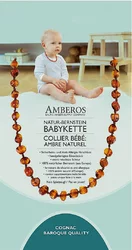 AMBEROS Natur Bernsteinkette Baby Baroque Cognac