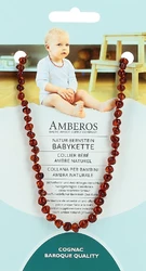 AMBEROS Natur Bernsteinkette Baby Baroque Cognac