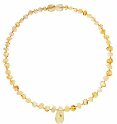 AMBEROS Natur Bernsteinkette mit Anhänger Baroque Milk Lemon