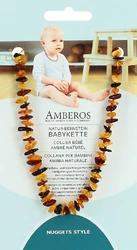 AMBEROS Natur Bernsteinkette Baby Nuggets Honey